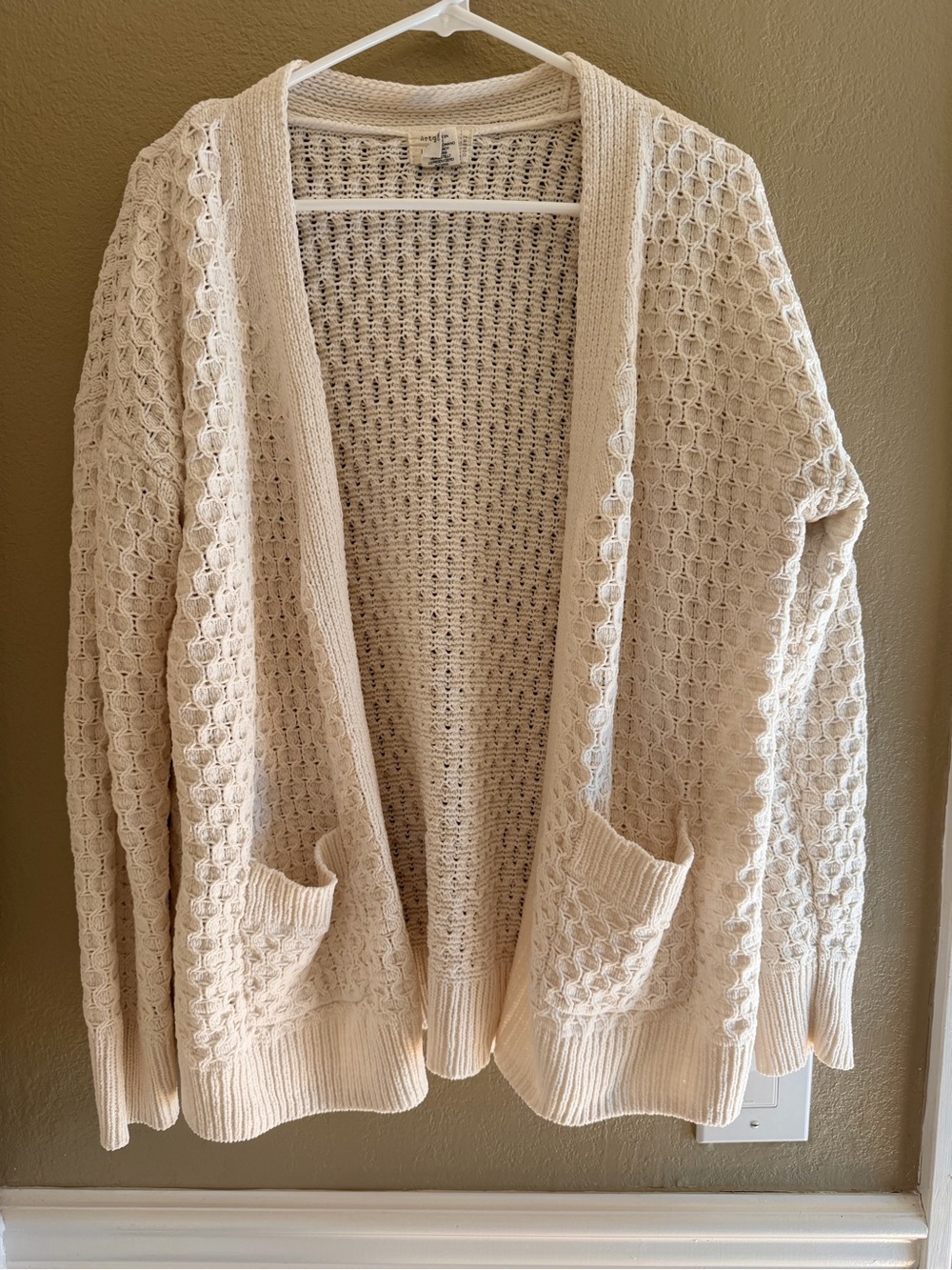 Artelier by Nicole Miller Cream Open-Front Women’s Knit Cardigan Sweater